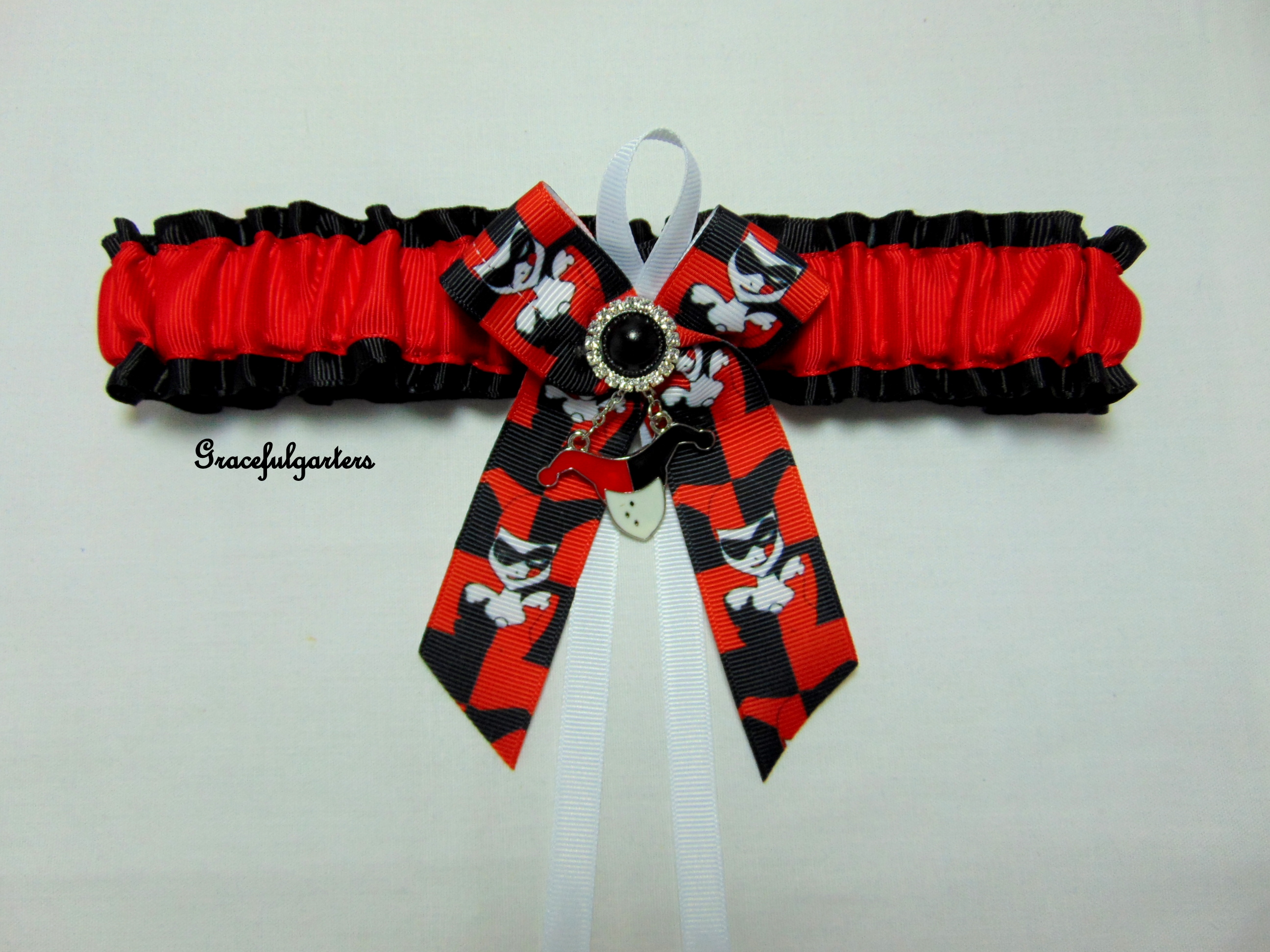 Supervillain Harley Quinn Bridal Wedding Garter Gracefulgarters