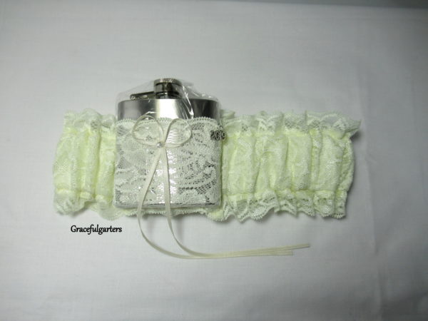 Ivory lace Hip Flask Bridal Wedding Garter