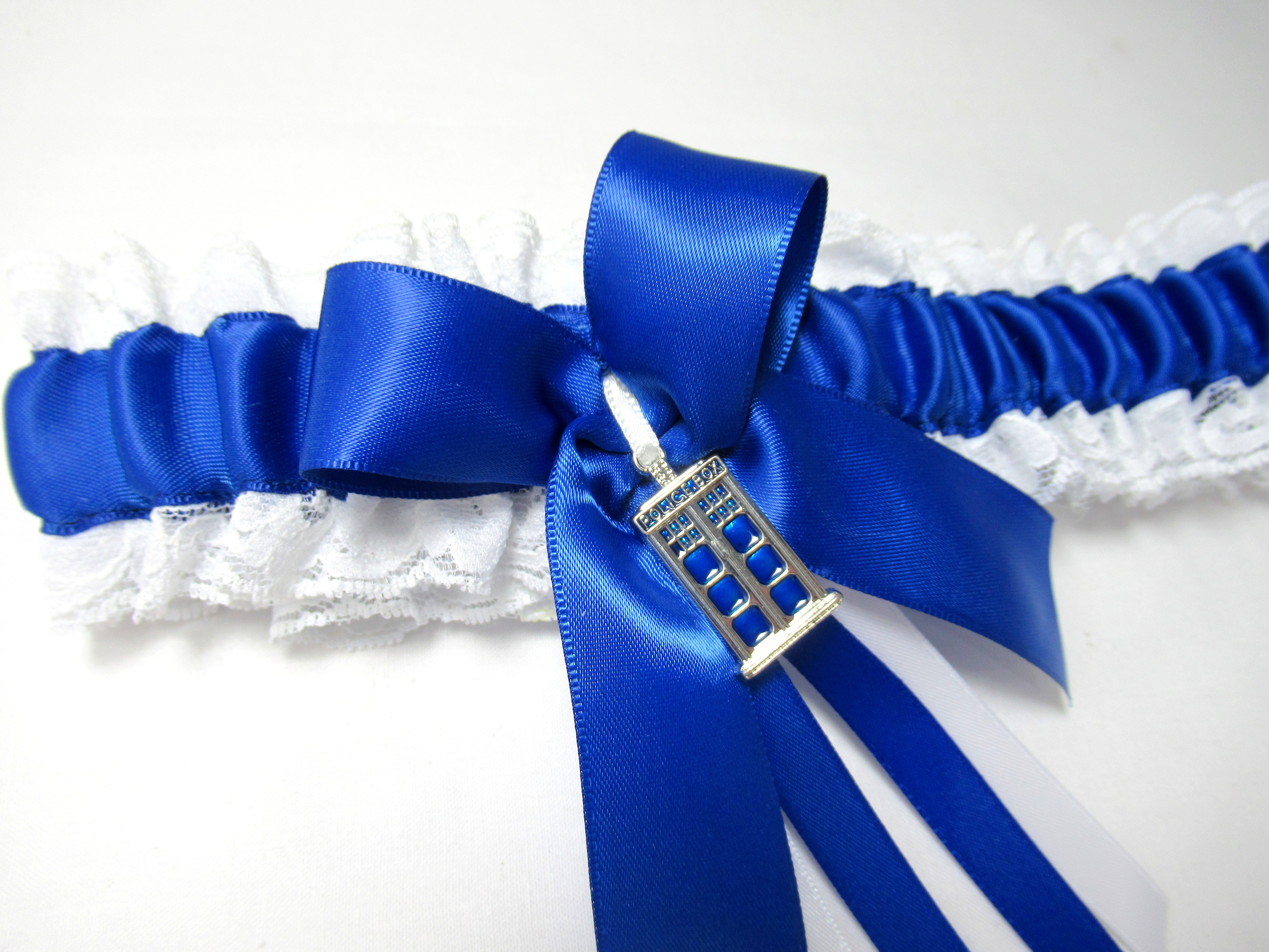 Doctor Who Tardis Lace Trimmed Bridal Wedding Garter Gracefulgarters
