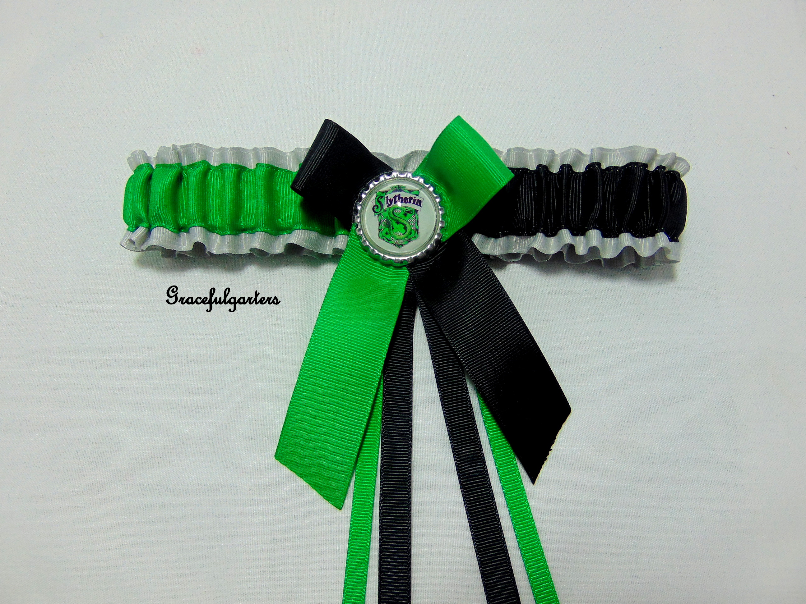 Slytherin harry potter bridal wedding garter GracefulGarters