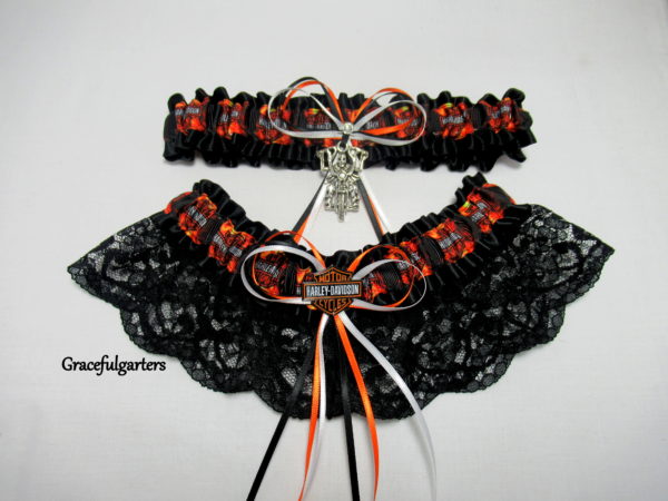 Harley Davidson Lace Biker Bridal Wedding Garter Set