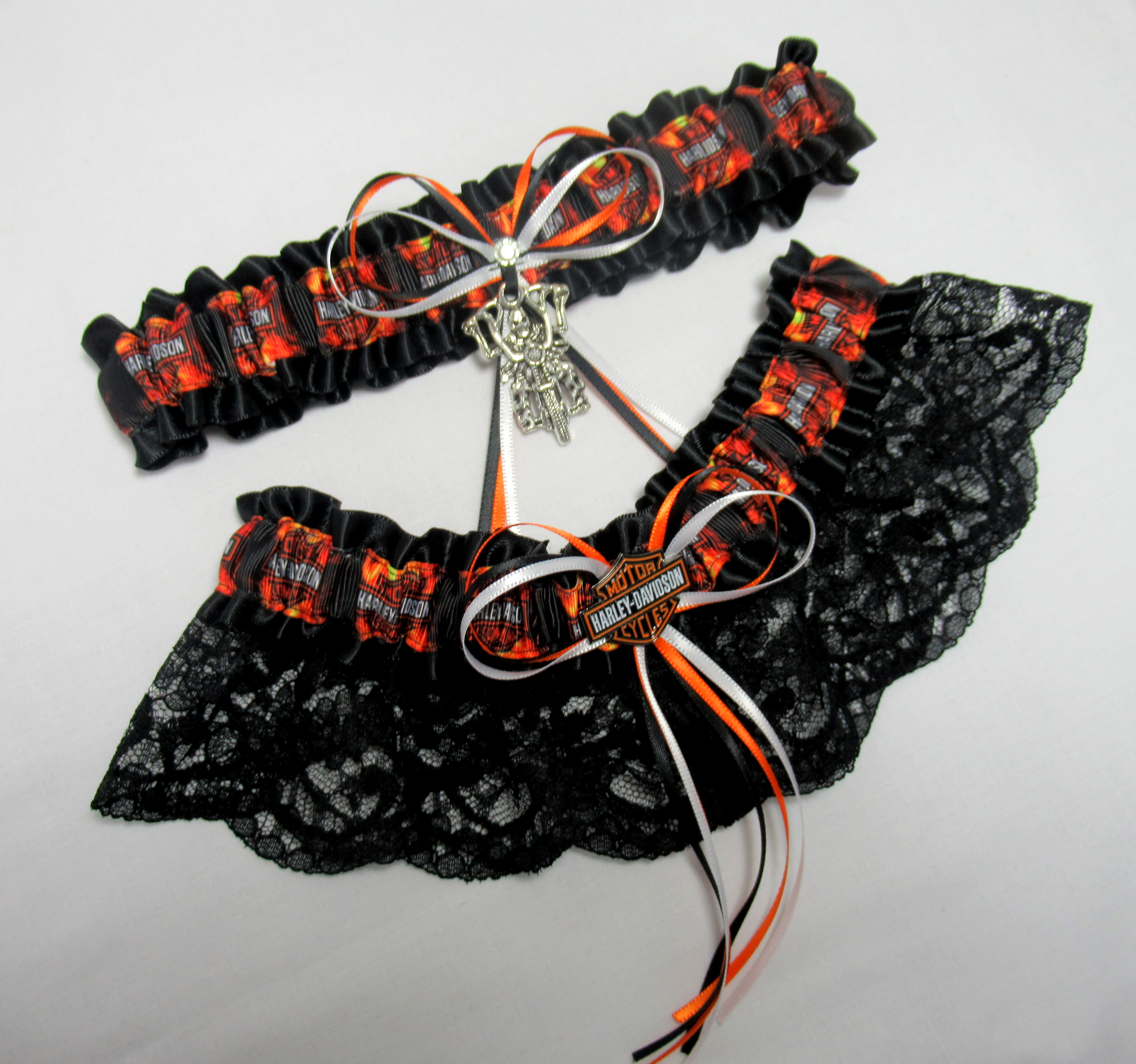 Harley Davidson Lace Biker Bridal Wedding Garter Set GracefulGarters