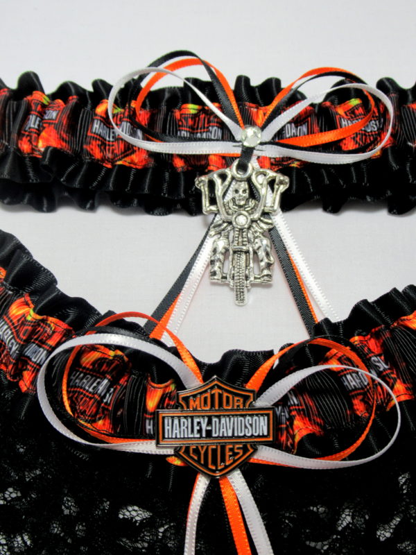 Harley Davidson Lace Biker Bridal Wedding Garter Set