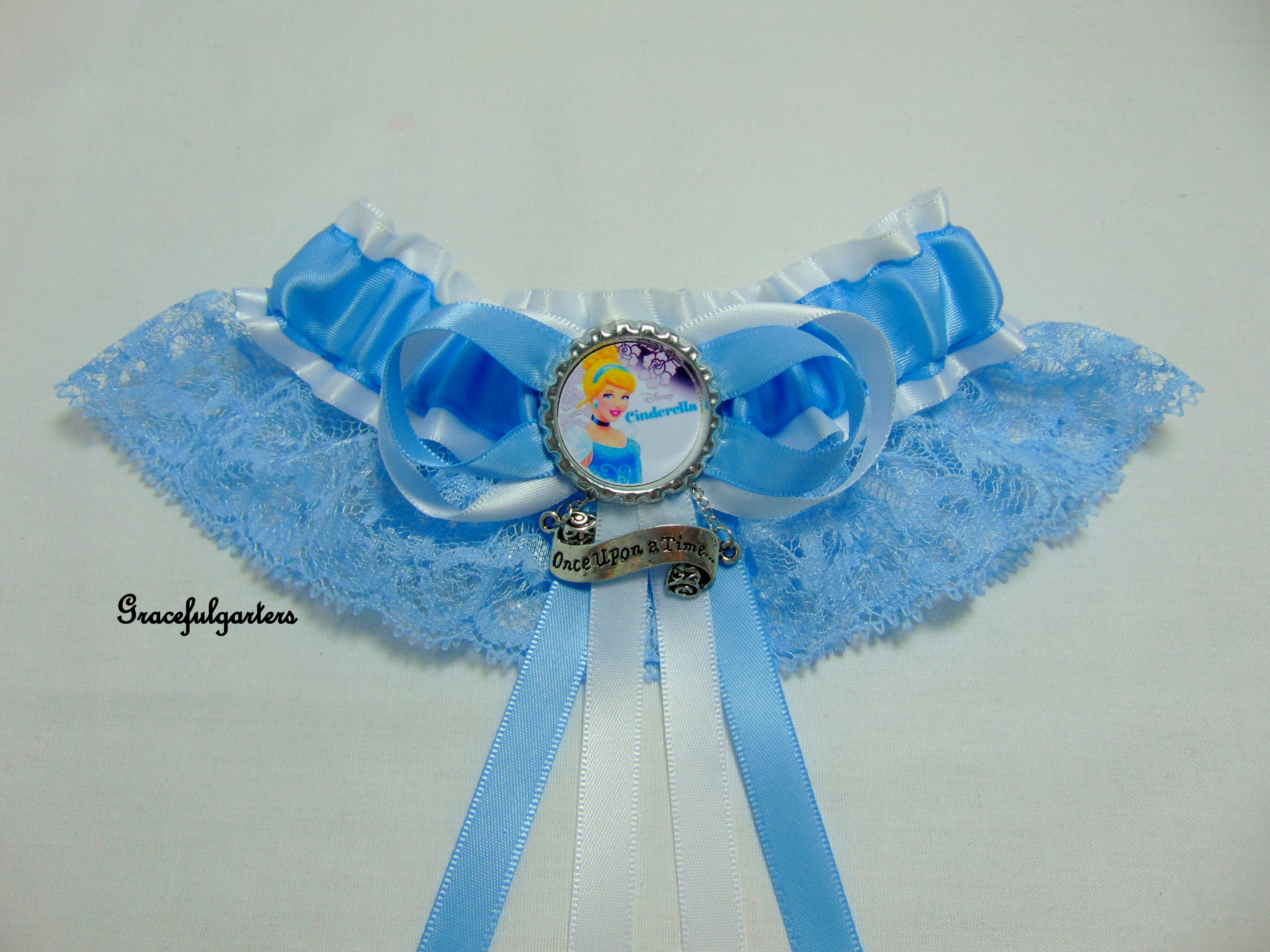 Cinderella Once Upon A Time Blue Lace Disney Bridal Wedding Garter