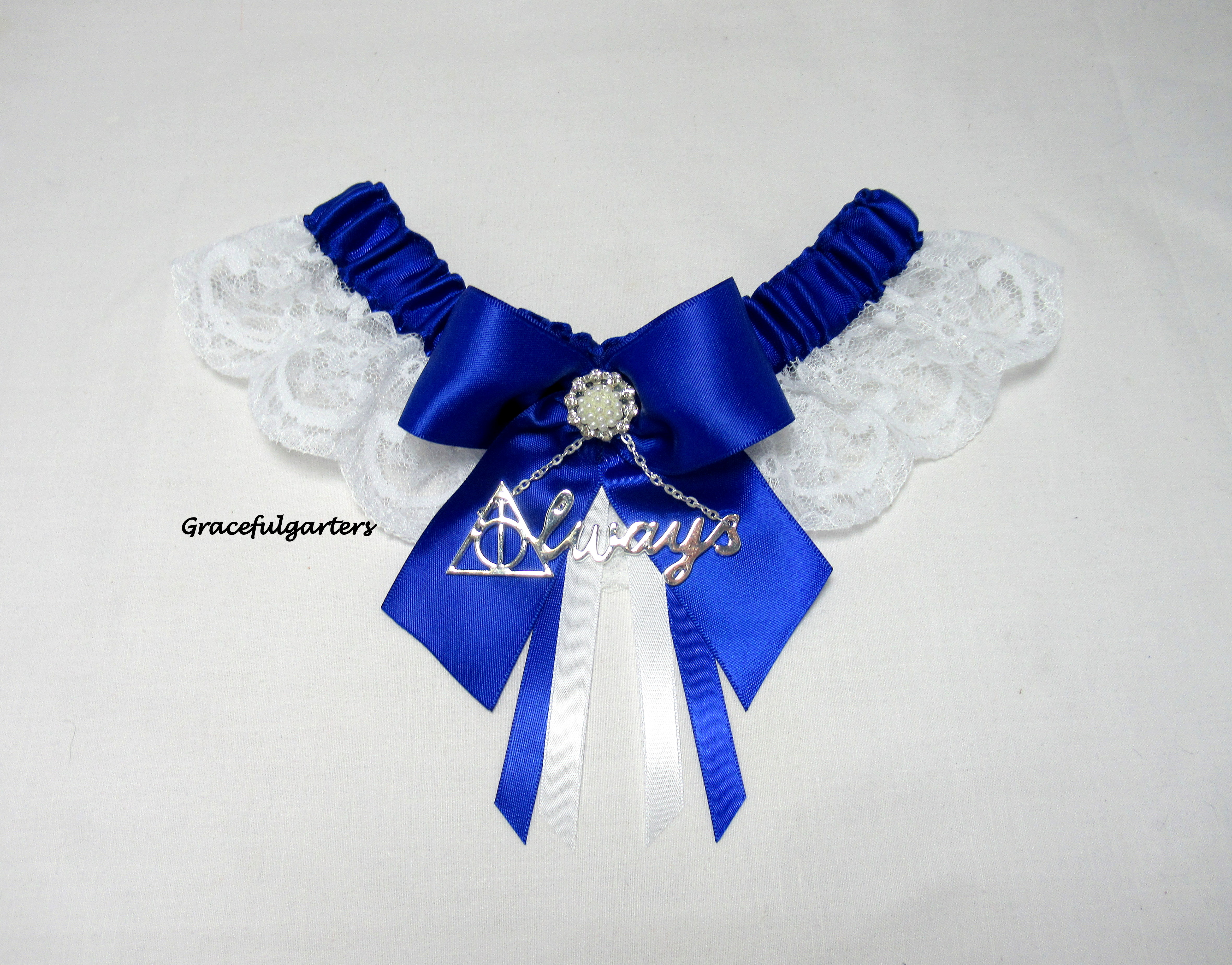 Royal Blue Harry Potter Deathly Hallows Always Lace Bridal Wedding