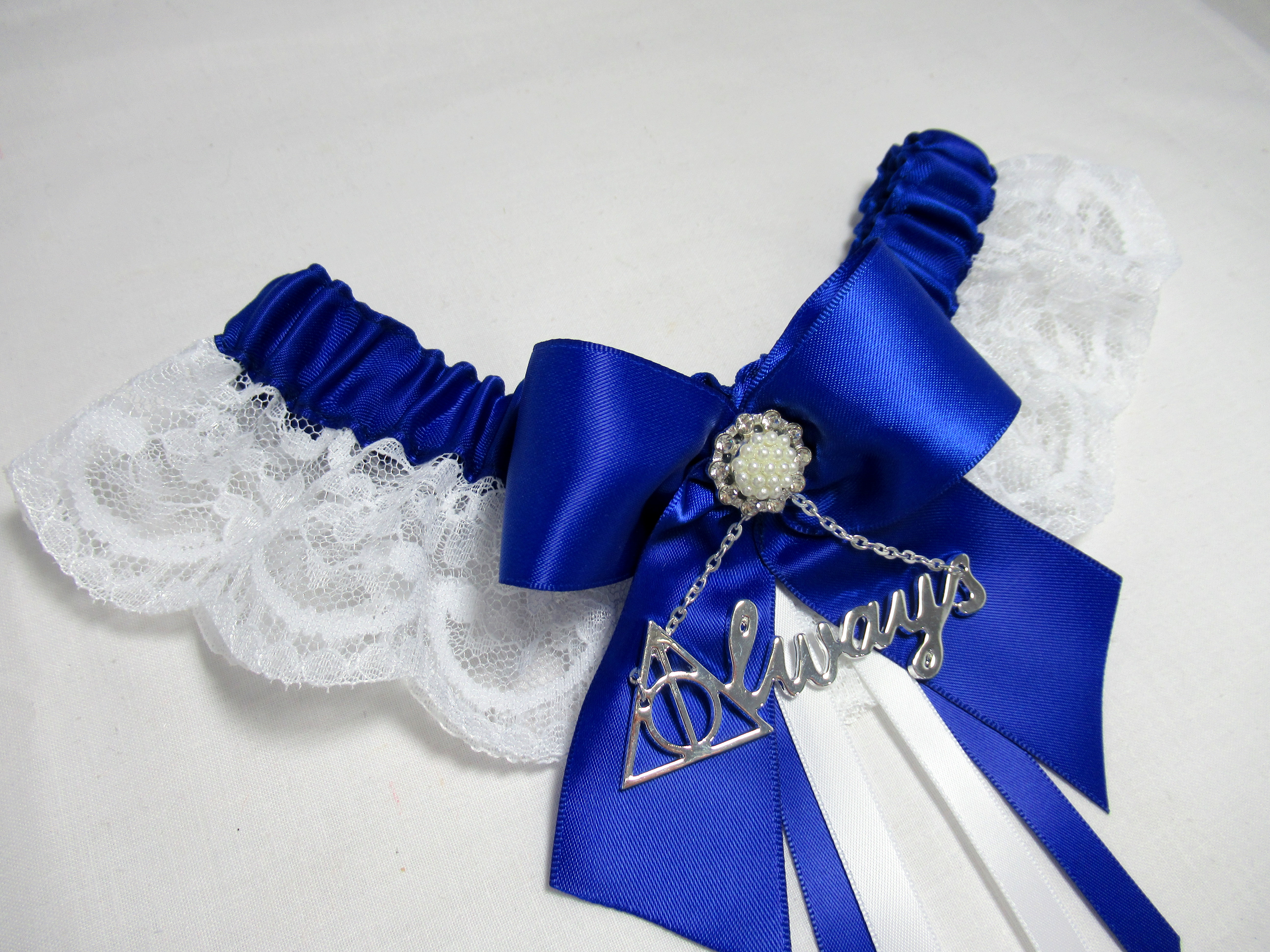 Royal Blue Harry Potter Deathly Hallows Always Lace Bridal Wedding