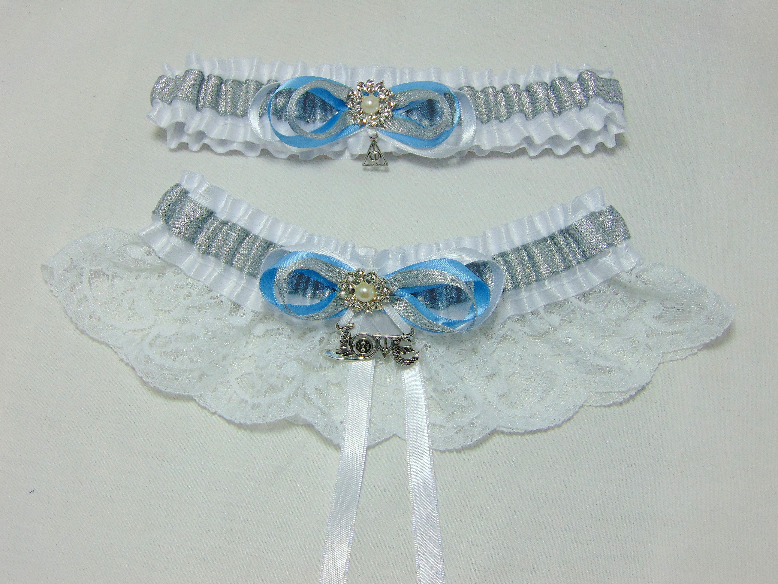 Harry Potter Deathly Hallows Lace Bridal Wedding Garter Set