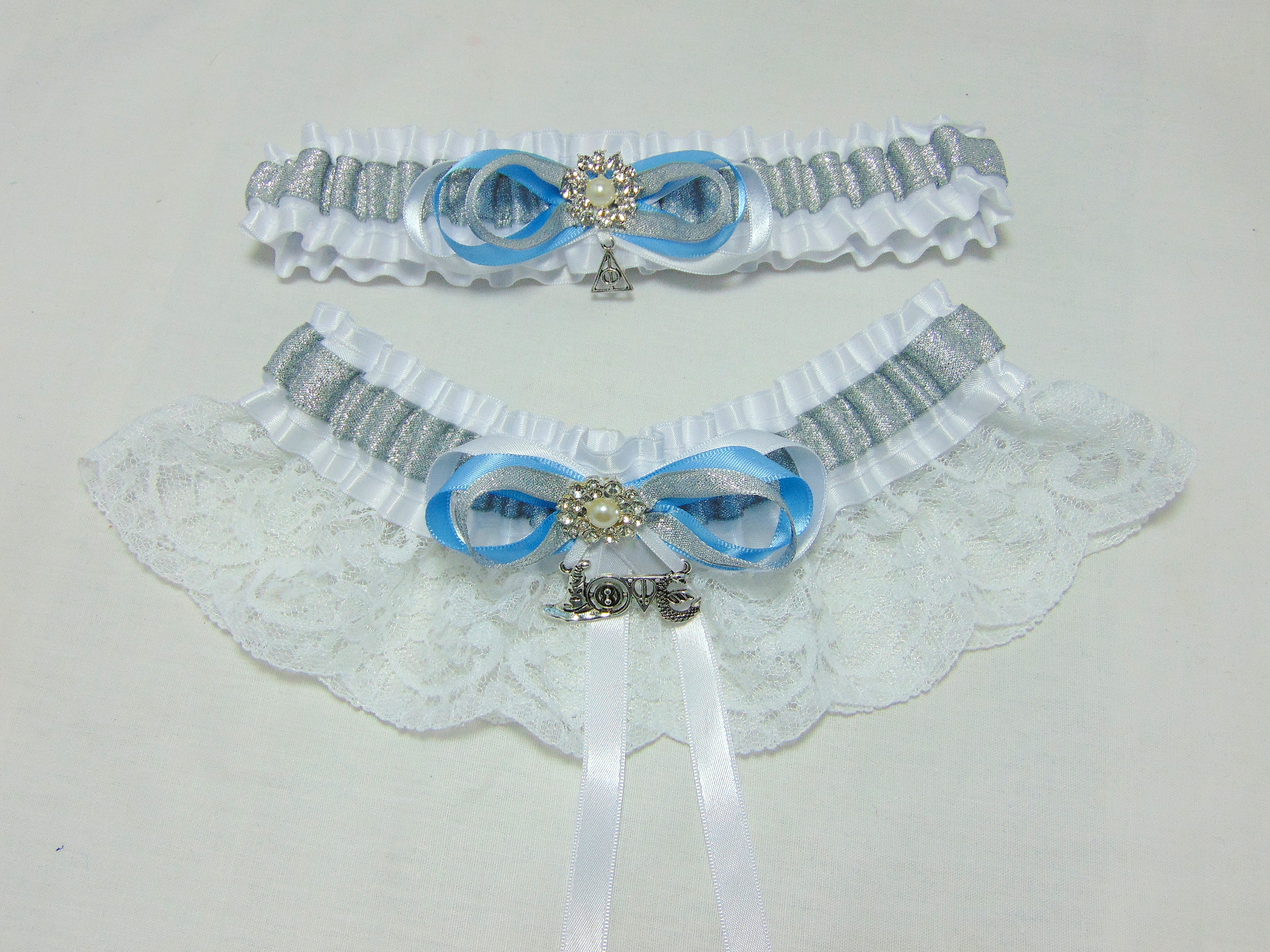 Harry Potter Deathly Hallows Lace Bridal Wedding Garter Set
