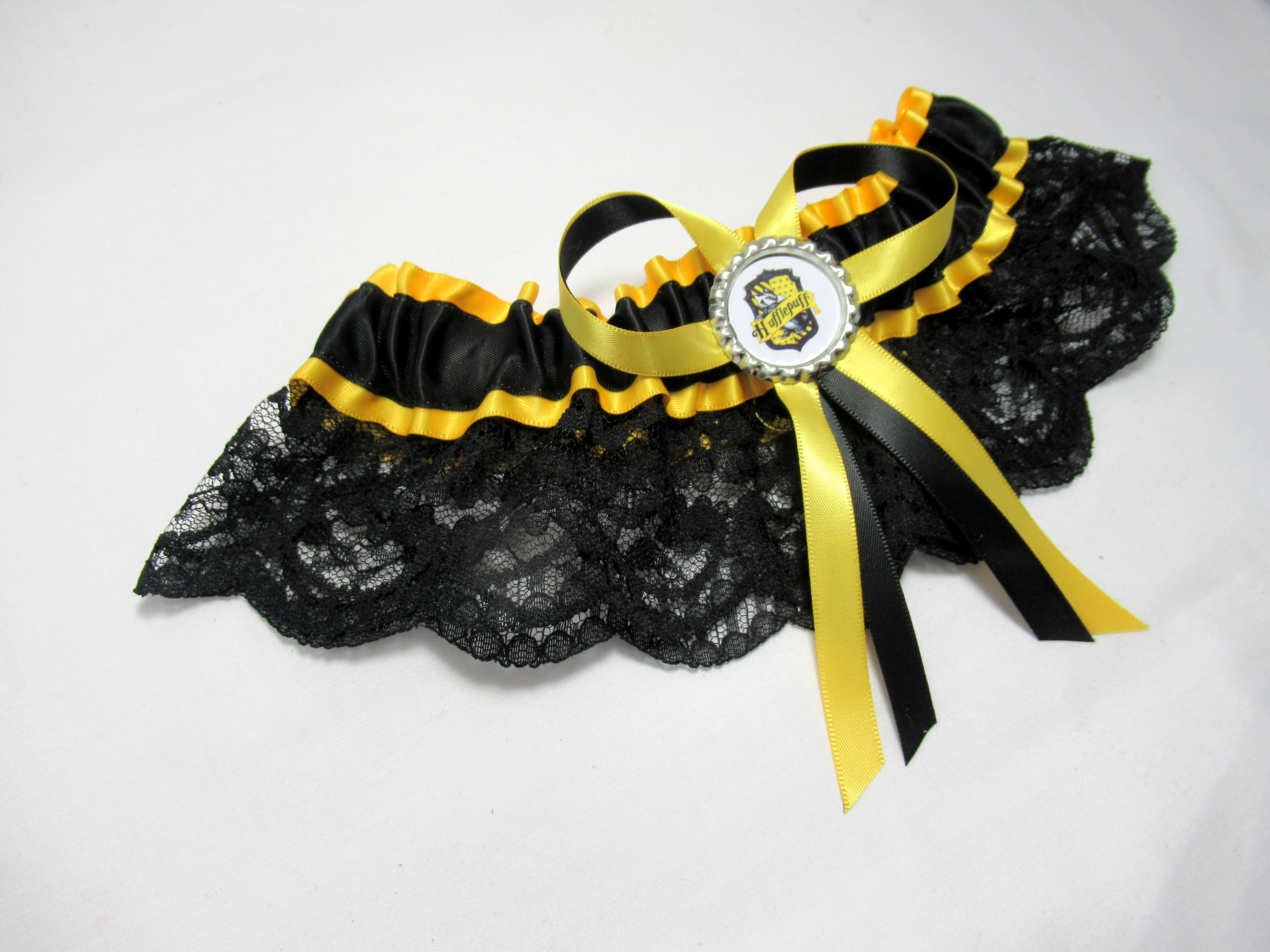 Harry Potter Hufflepuff Lace Bridal Wedding Garter. GracefulGarters