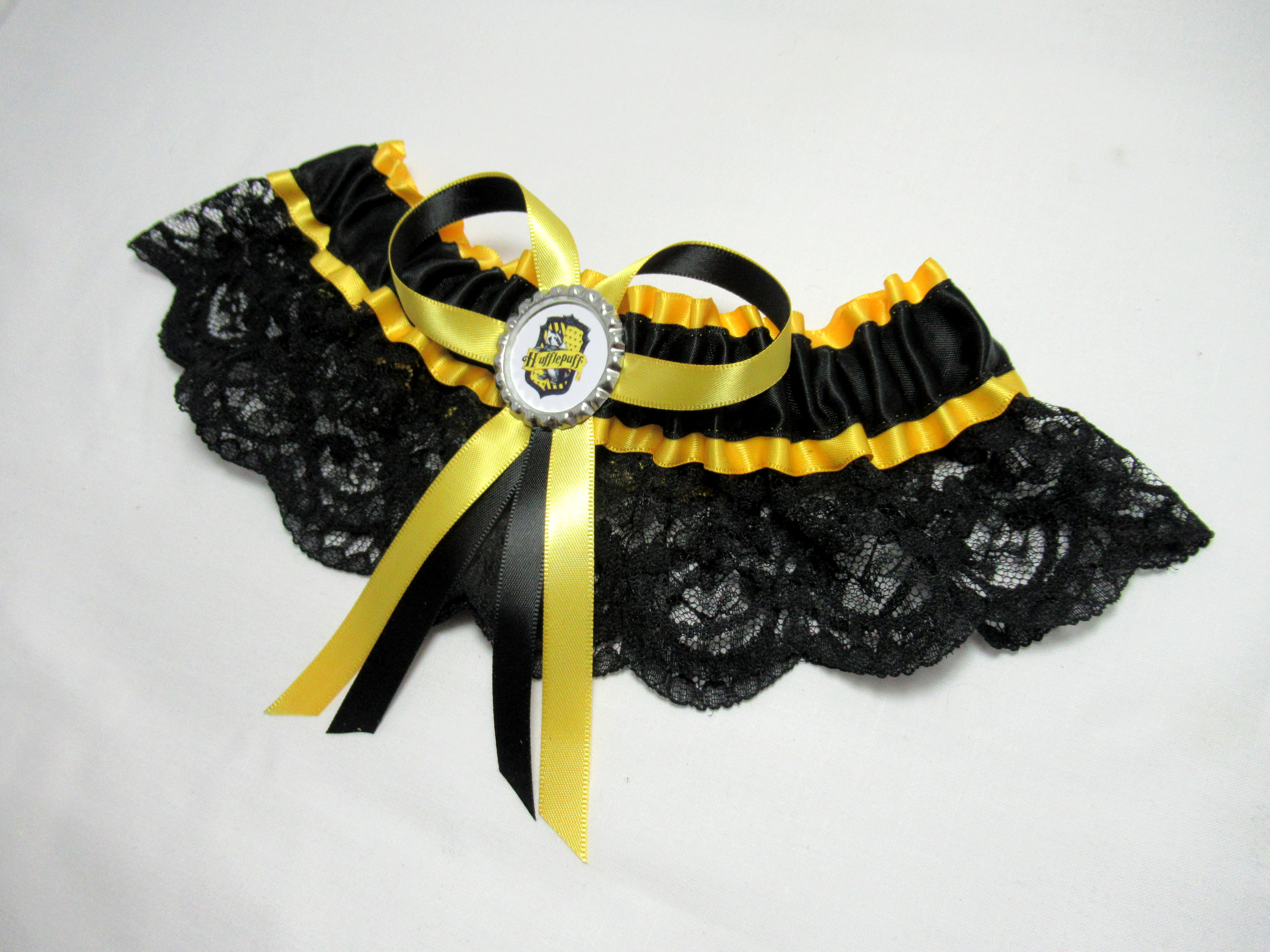 Harry Potter Hufflepuff Lace Bridal Wedding Garter. GracefulGarters
