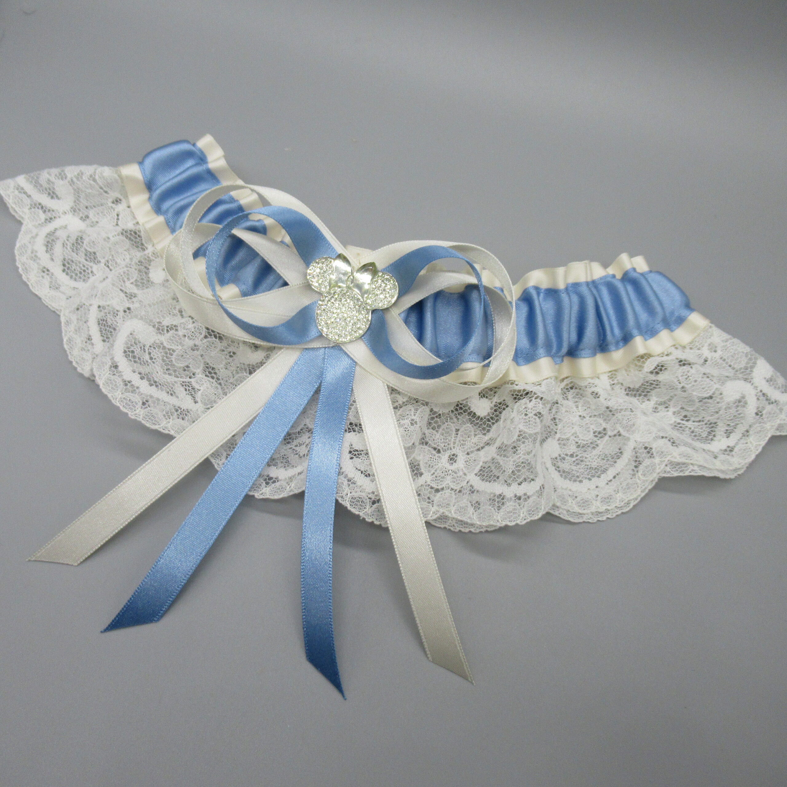 Disney Minnie Mouse Ivory & Blue Lace Bridal Wedding Garter ...