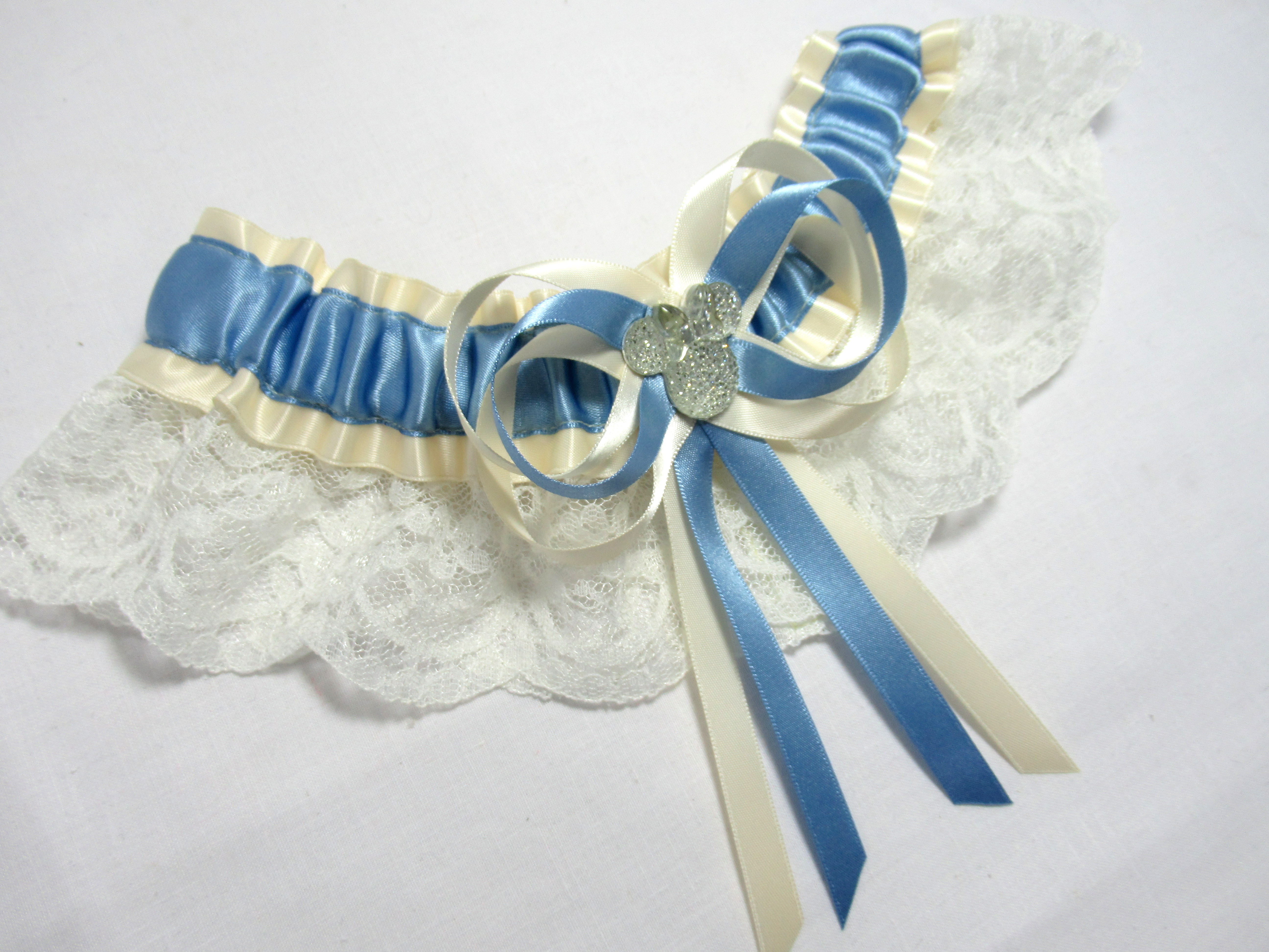 Disney Minnie Mouse Ivory & Blue Lace Bridal Wedding Garter ...