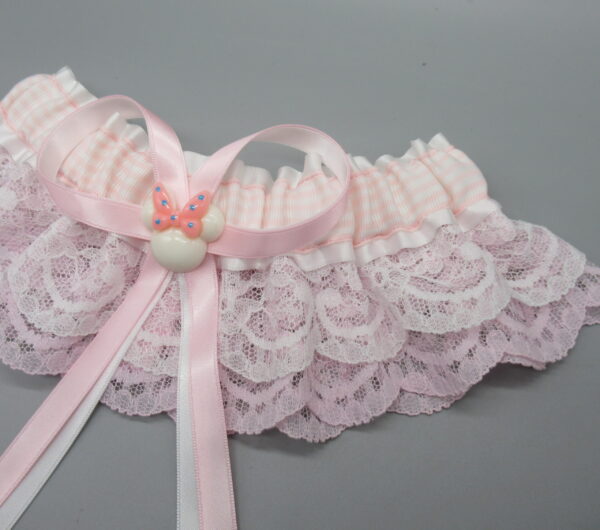 Disney Minnie Mouse Double Lace Pink Stripe Bridal Wedding Garter ...