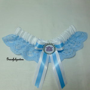 Baby Blue And White Lace Football Team Sports Bridal Wedding Garter