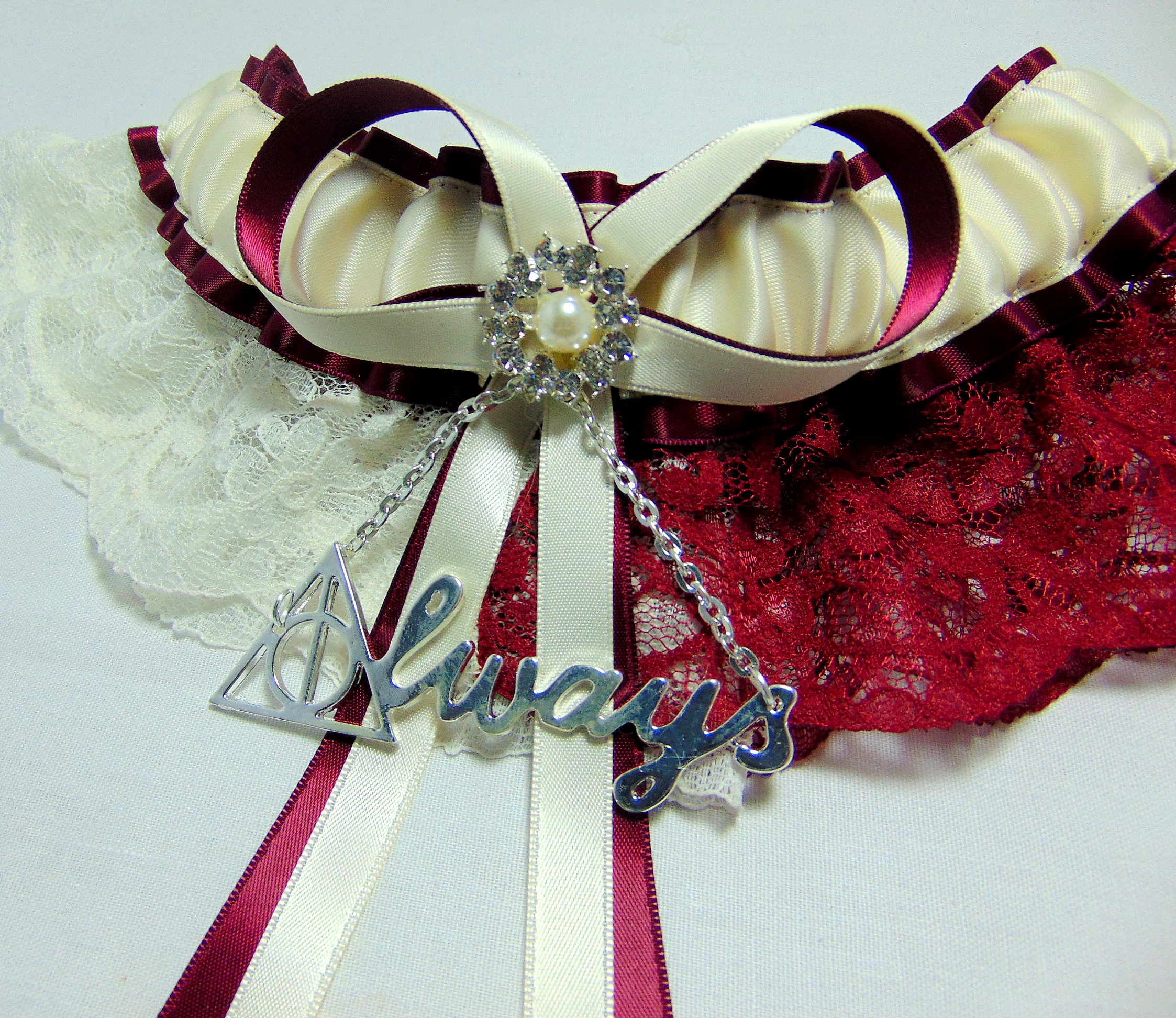 Harry Potter Deathly Hallows Lace Bridal Wedding Garter. GracefulGarters