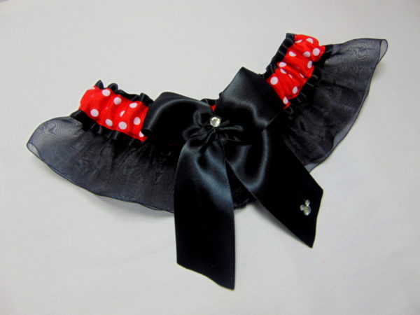 Polka Dot Organza Minnie Mouse Disney inspired Bridal Wedding Garter set