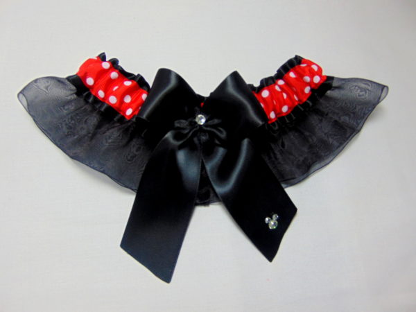 Polka Dot Organza Minnie Mouse Disney inspired Bridal Wedding Garter set