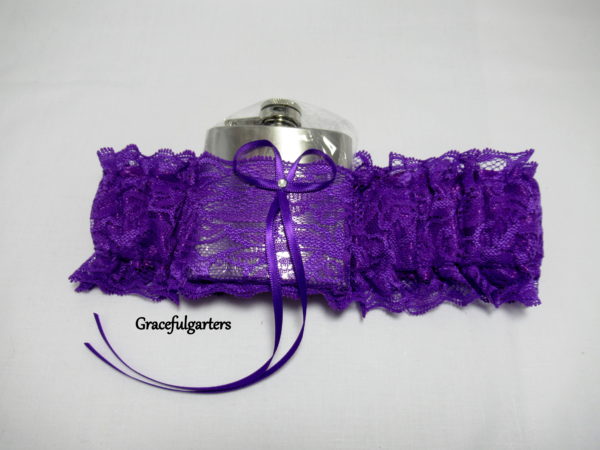 Purple Lace HipFlask Bridal Wedding Garter