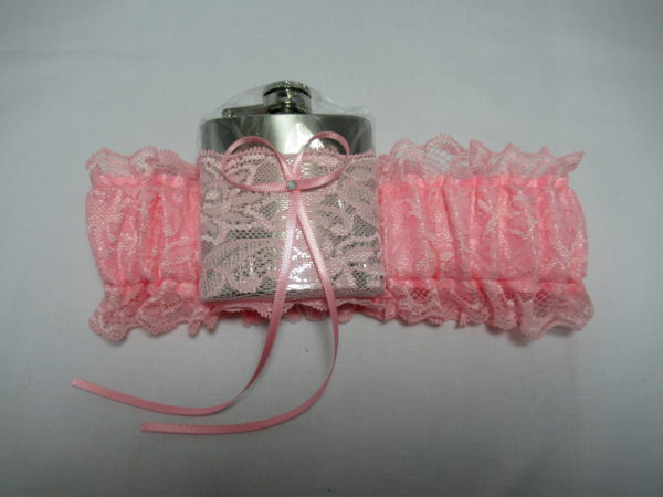 Coral Pink HipFlask Bridal Wedding Garter