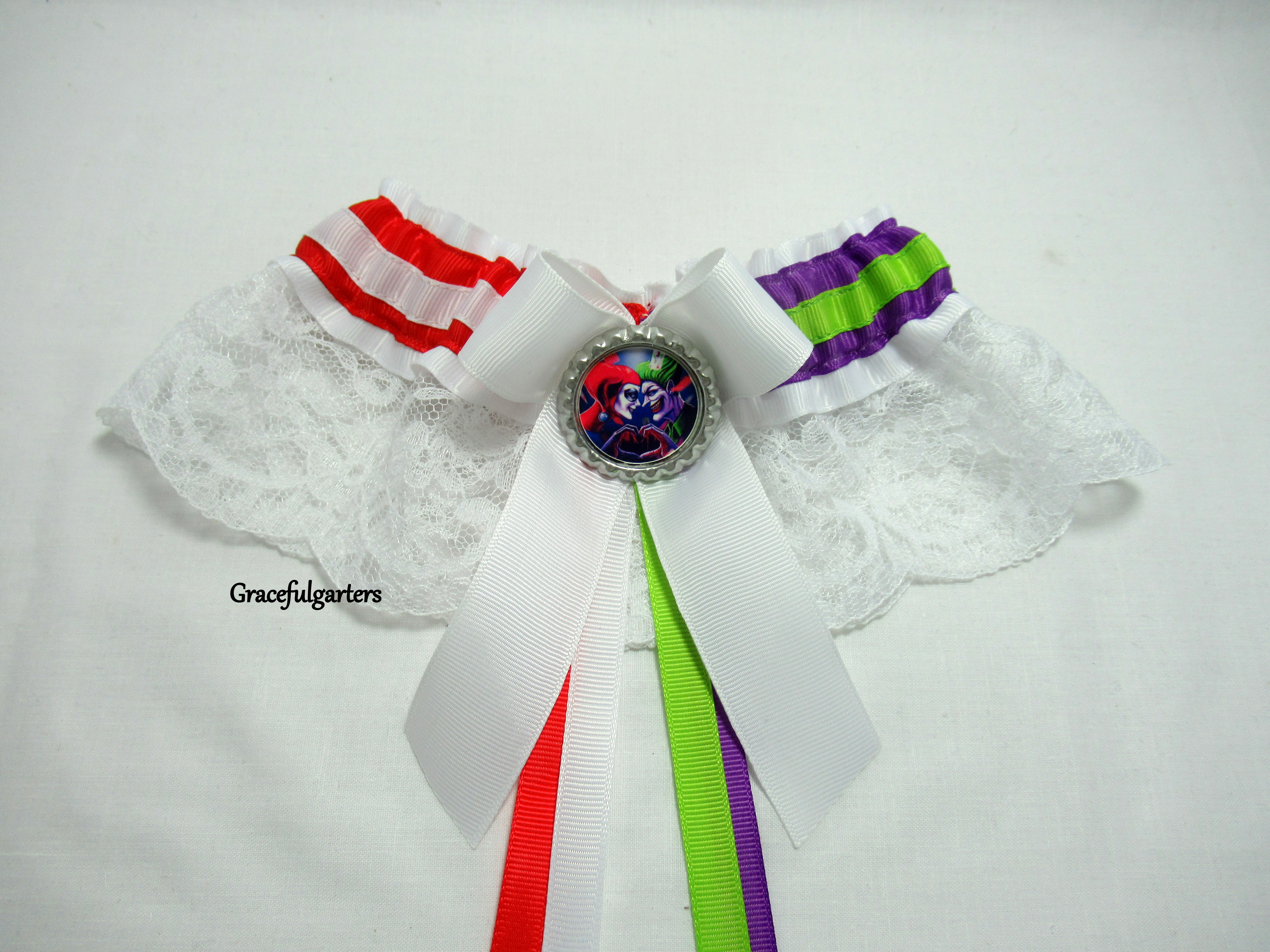 Harley Quinn And Joker Half N Half Lace Bridal Wedding Garter