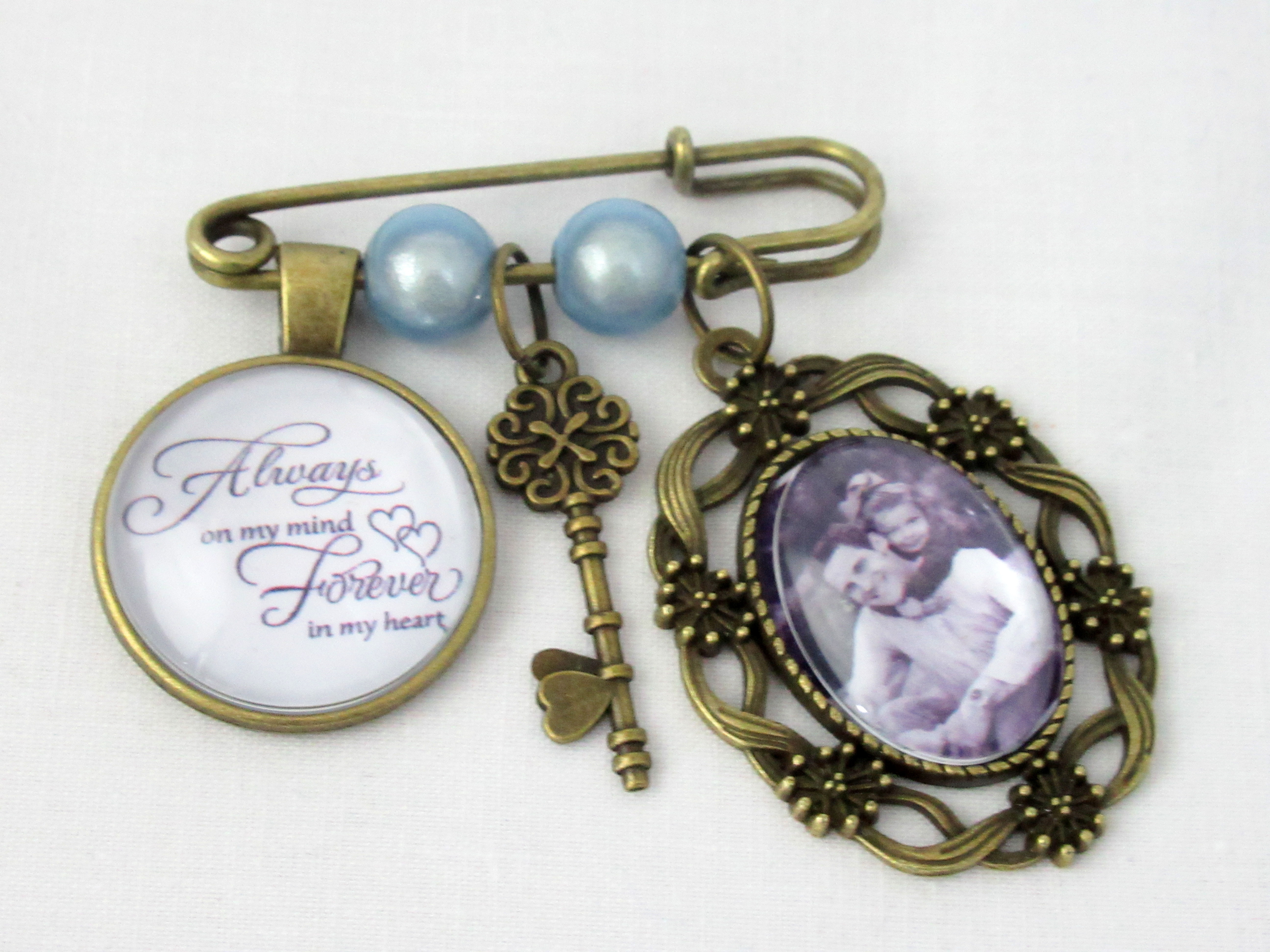 Wedding Boutonniere Oval Bouquet Charm Pin Brooch DIY Photo Pendant