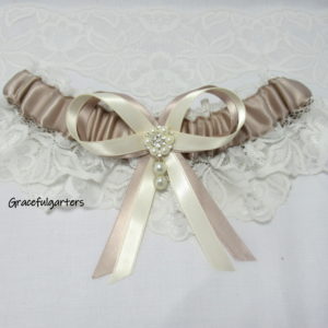 Vintage Inspired Pearl And Diamante Bridal Wedding Garter.