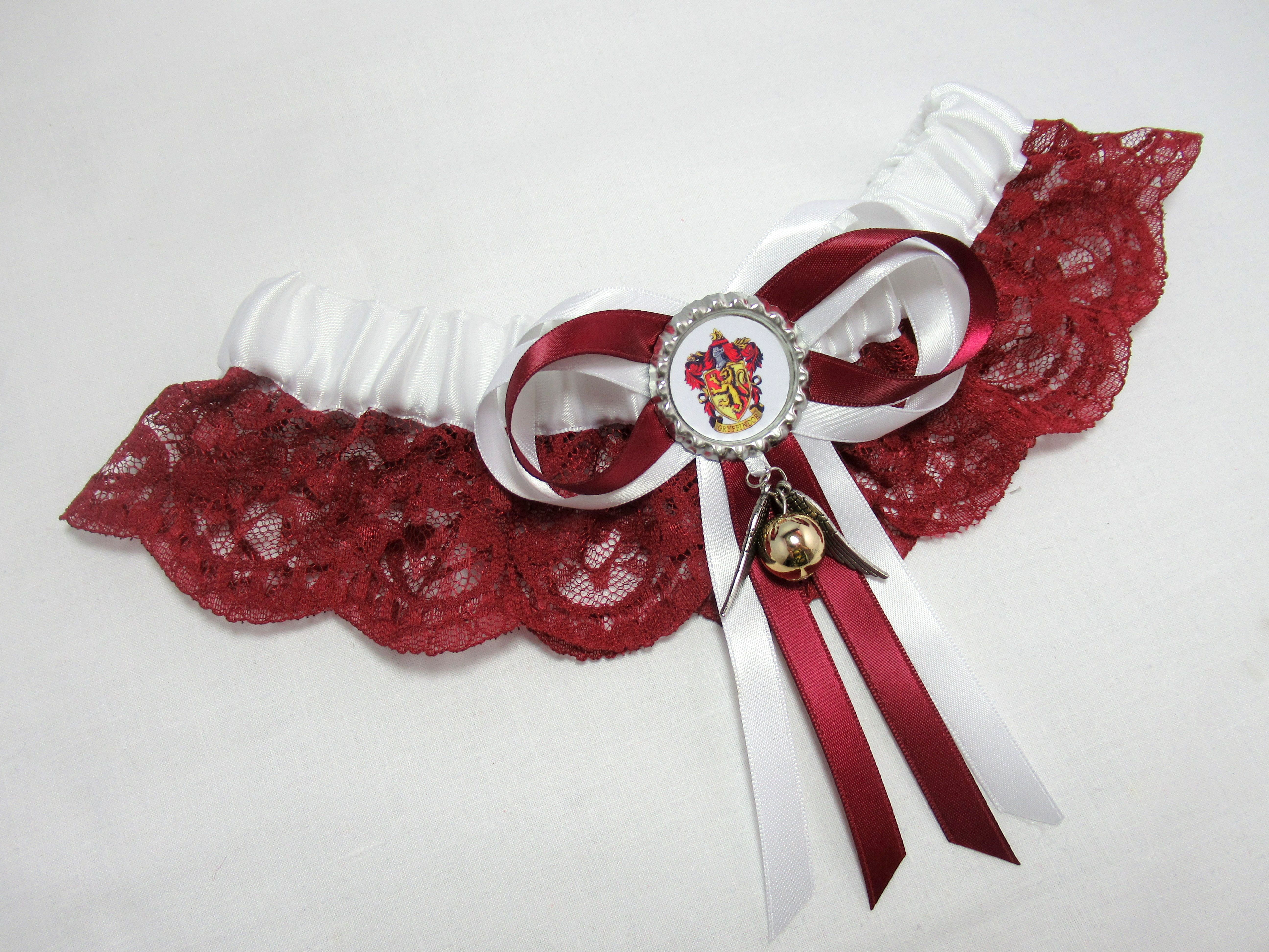 Harry Potter Gryffindor & Snitch Lace Bridal Wedding Garter All Houses