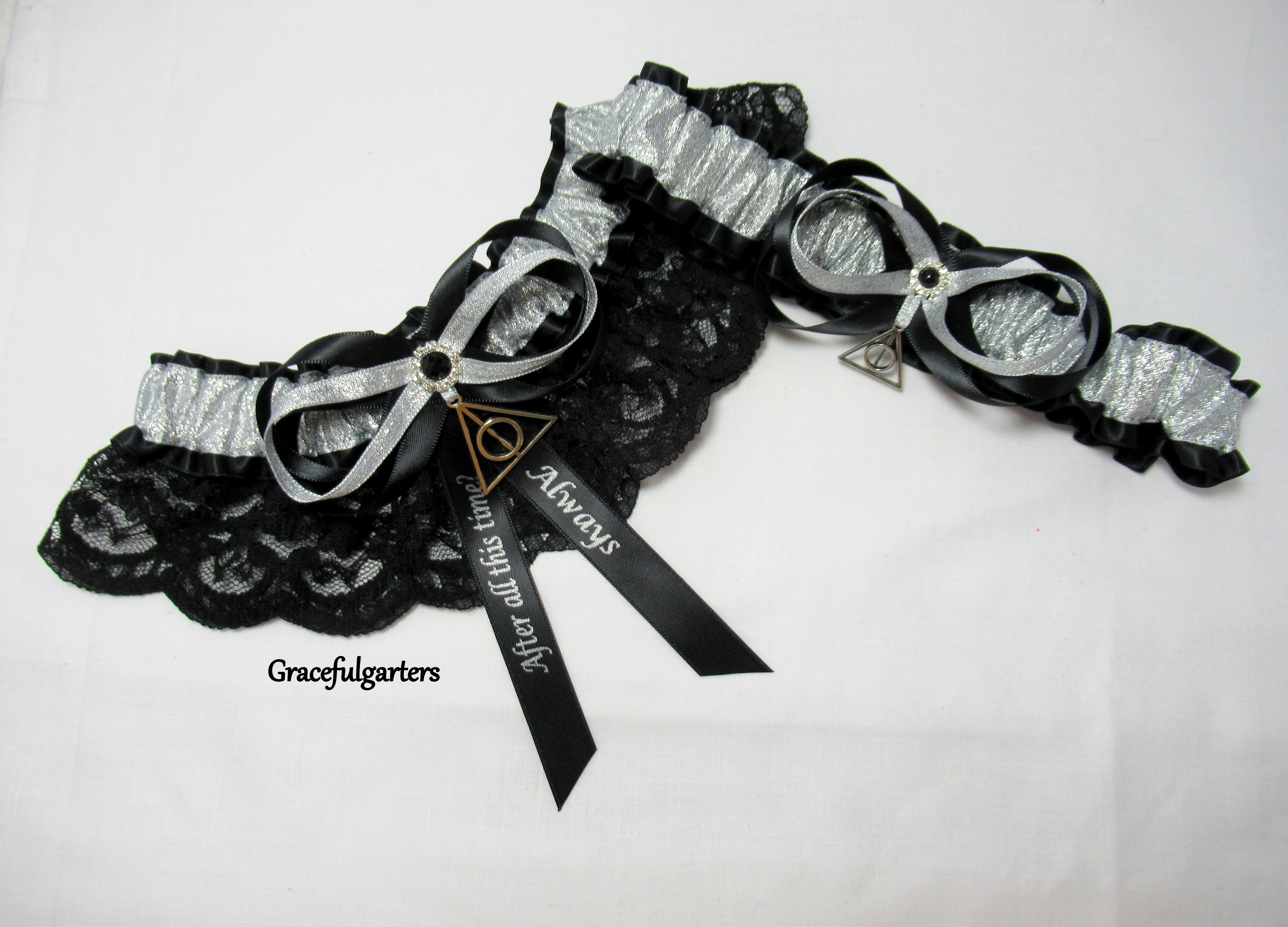 Harry Potter Deathly Hallows Lace Bridal Wedding Garter Set