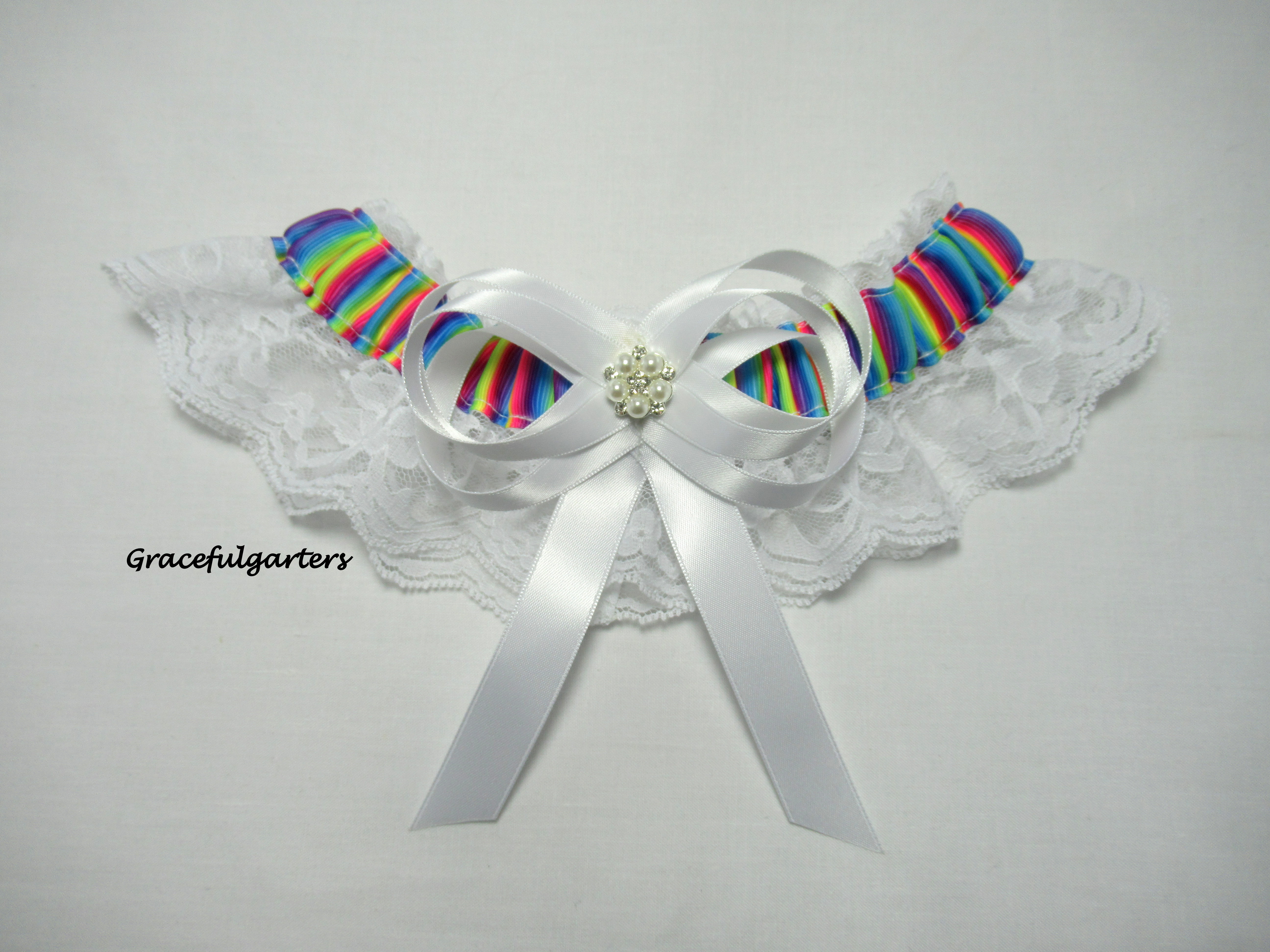 Wedding Garter White With Ribbon Bow UK Free Post