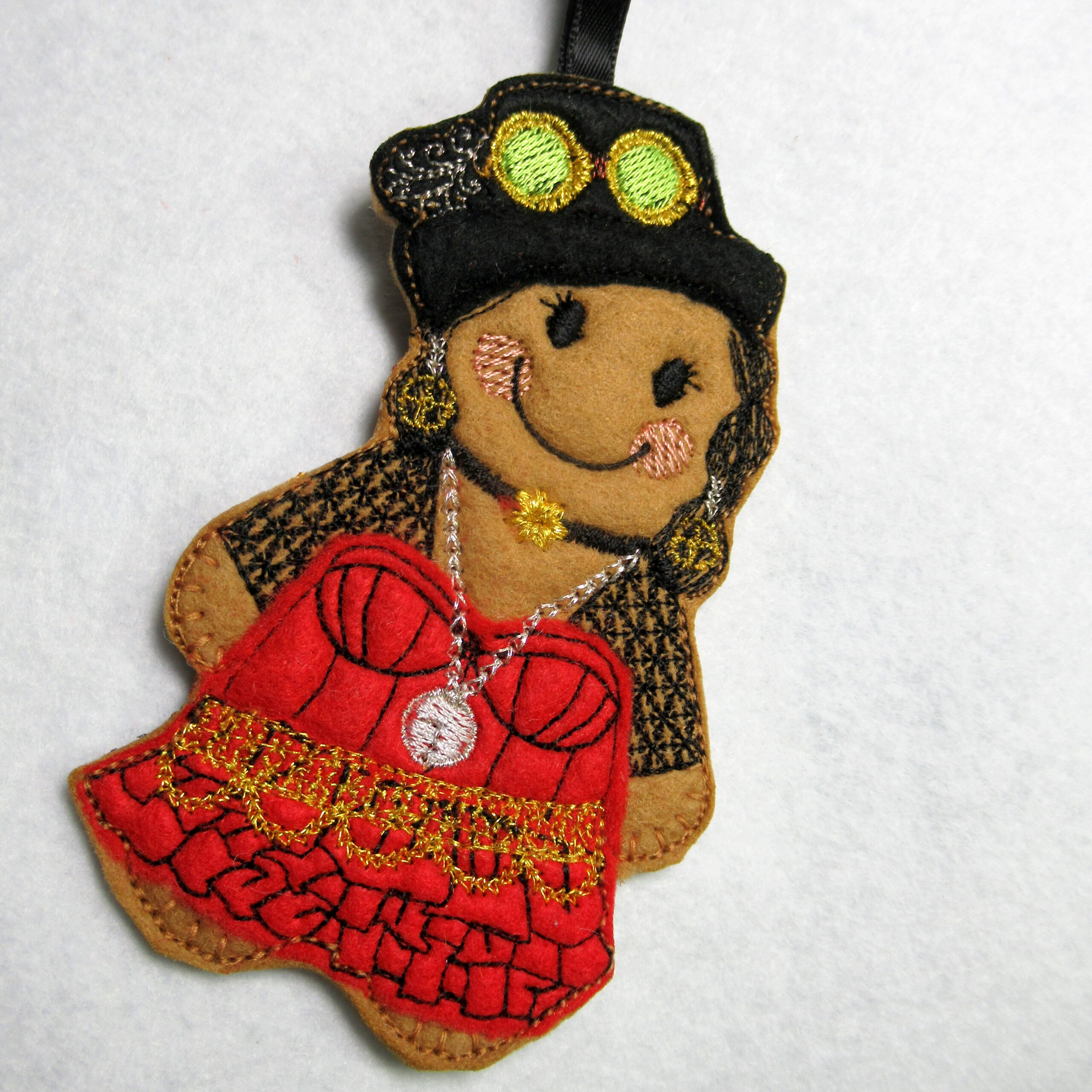 Peaky Blinders Flapper Girl Gingerbread embroidered Felt Ginger tree decoration 