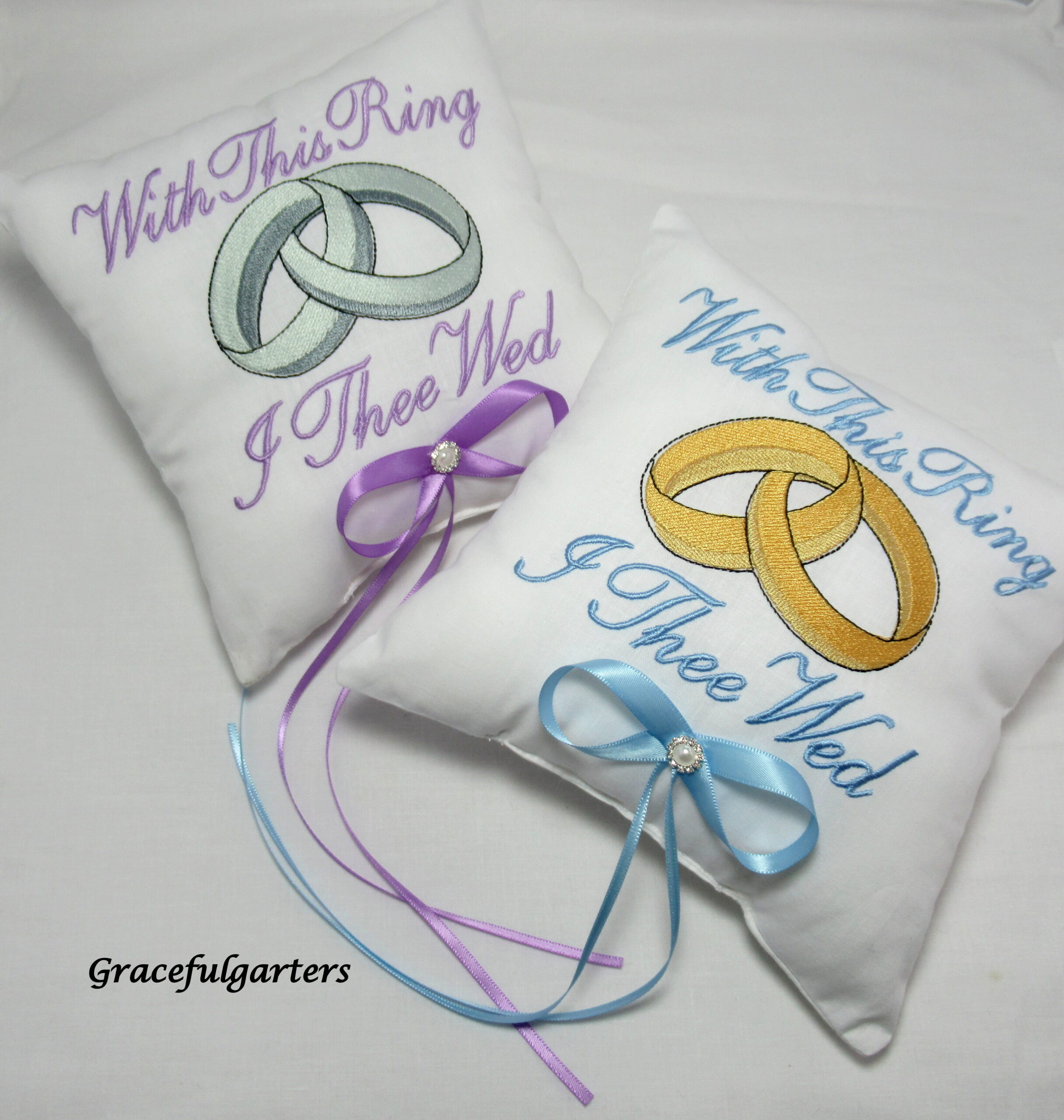 Ringbearers Wedding Ring Cushion/Pillow. With This Ring I Thee Wed