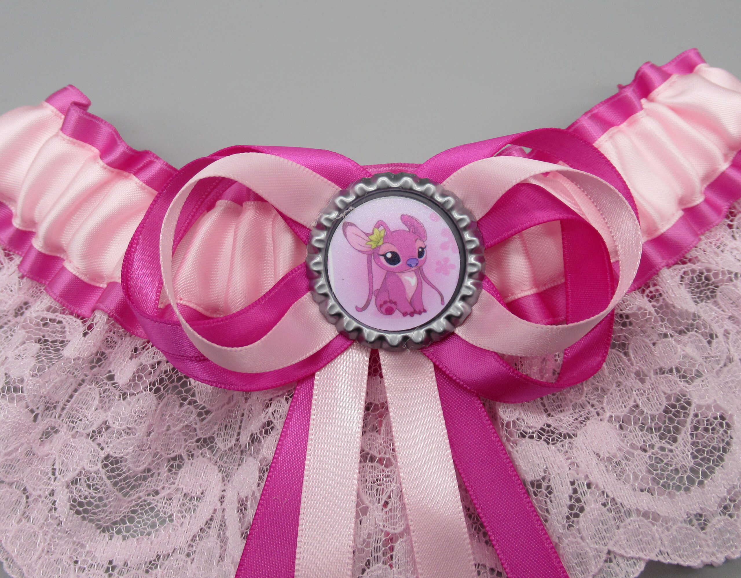Satin/Lace Angel Bridal Wedding Garter or Cufflinks Stitch Lilo & Stitch